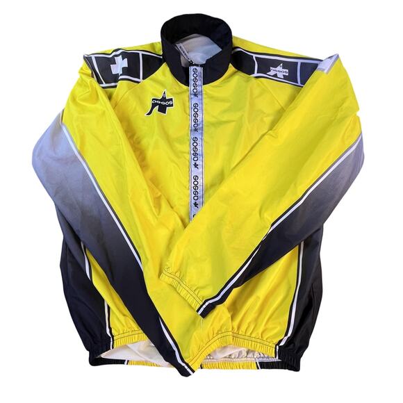 Assos Jacket Mens XL Yellow Black Cycling Windbreaker Reflective Swiss Made - Picture 1 of 12